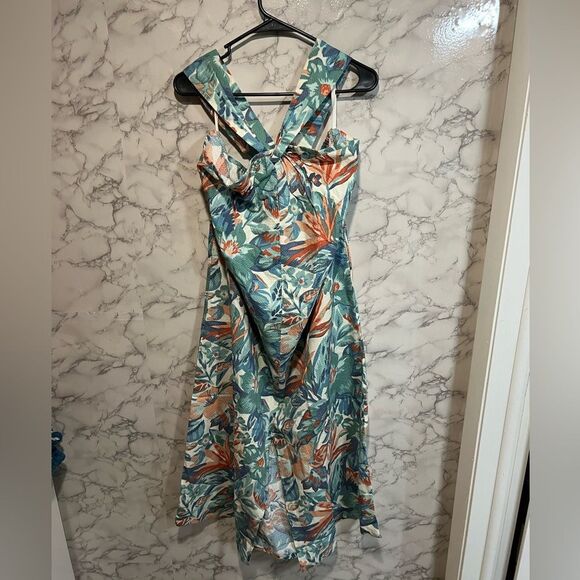 Faherty Bay Twist Dress Paradise Blossom Floral Front Slit Sleeveless Size XL - Picture 4 of 12